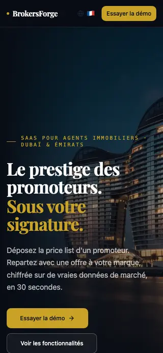 Affichage mobile de BrokersForge