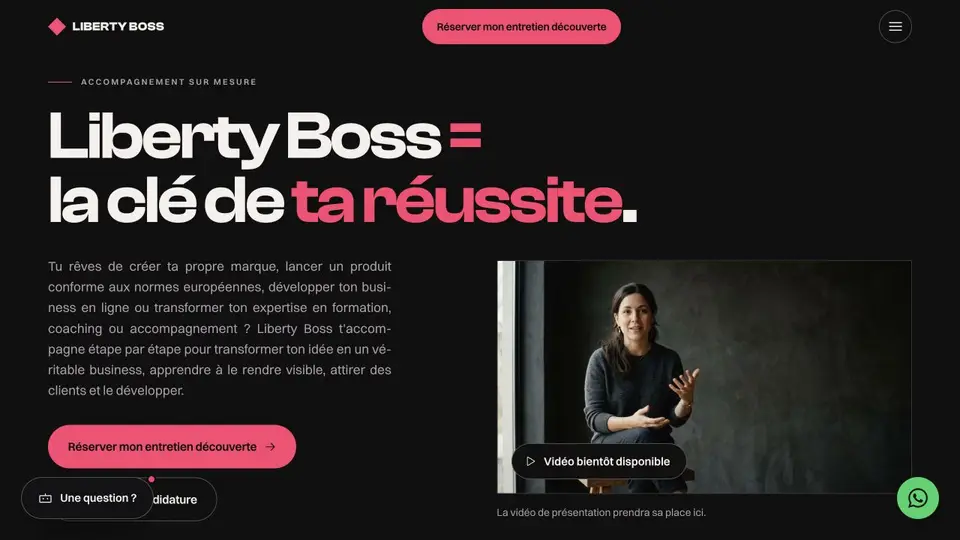 Page d'accueil de Liberty Boss